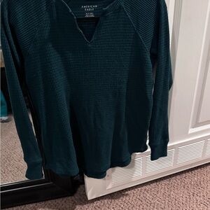American Eagle Teal Waffle Knit Sweater
